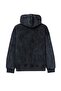 Siyah Kalın Yıkama/Eskitme Efektli Kapüşonlu Fermuarlı Oversize Örme Hırka/Sweatshirt TWOAW27SW00061 - 7
