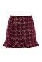Bordo Tüvit Ekose/Kareli Mini Dokuma Büyük Beden Etek TBBAW26AZ00039 - 7