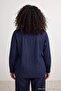 Dark Blue Crew Neck Flowy Denim Oversized Shirt Tbbaw27Ax00019 - 3