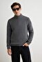 Koyu Gri Casual Regular Fit Couple/Çift Yarım Balıkçı Fermuarlı Yaka Kazak TMNAW22KZ1908 - 4