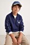 Navy Blue Boys' Printed Knitted Sweatshirt Tkdaw27Sw00015