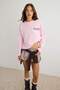 Pembe %100 Pamuk Slogan Baskılı Oversize/Geniş Kesim Örme T-Shirt TWOAW27TS00064 - 2