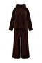 Brown Hooded and Embroidered Wellsoft Winter Knitted Pajama Set Thmaw25Pt00143