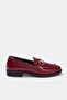 Bordo Metal Aksesuar Detaylı Kadın Loafer Ayakkabı TAKAW26LA00007 - 4