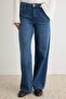 Premium Koyu Mavi DÖKÜMLÜ Normal Bel Wide Leg Geniş Paça Jeans TWOAW27JE00095 - 3