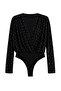 Black Stone Padded Party/Classy Knitted Snap Fastener Bodysuit Tbbaw27Cs00010