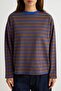 Lacivert Çizgili Oversize/Geniş Kesim Bisiklet Yaka İnce Örme Sweatshirt TWOAW23SW00326 - 3