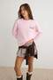 Pembe %100 Pamuk Slogan Baskılı Oversize/Geniş Kesim Örme T-Shirt TWOAW27TS00064 - 3