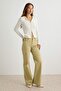 Premium Tan High Waist Less Stretch Wide Leg Jeans Twoss26Je00153