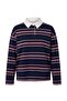 Bordo Lacivert Çizgili Polo Yaka Oversize Örme Sweathirt TWOAW27SW00115