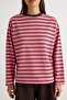 Pembe Çizgili Oversize/Geniş Kesim Bisiklet Yaka İnce Örme Sweatshirt TWOAW23SW00326 - 3