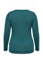Petrol Kaşkorse Crop Knitted Plus Size Blouse Tbbaw26Af00057 - 7