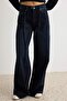 Gece Mavisi Kemerli Yüksek Bel Geniş Paça Wide Leg %100 Pamuk Jeans TWOSS26JE00085 - 3