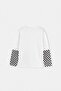 White Plaid / Checkered Knitted T-Shirt Tkdaw27Ts00020 - 4