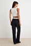 Siyah Düz Fitted/Vücuda Oturan Wide Leg Kolsuz İnce Örme Alt - Üst Takım TWOAW27AU00098 - 4