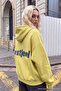 Lime Slogan Kalın İçi Polarlı Oversize/Geniş Kesim Kapüşonlu Örme Sweatshirt TWOAW27SW00170