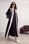 Black Zippered Sleeve Detailed Relaxed/Casual Fit Maxi Woven Cap & Robe Tctaw27Kf00008
