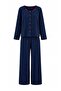 Lacivert 3'lü %100 Pamuklu Yılbaşı Temalı Dantelli Fitilli/Pointel Örme Pijama Takımı THMAW27PT00216