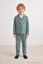 Nefti Green Soft Textured Unisex Kids Shirt Collar Regular Knitted Pajama Set Tkdaw26Pt00017 - 4