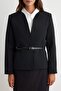 Black Belted Regular Fit Woven Blazer Jacket Twoaw26Bc00056 - 3