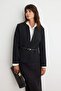 Black Belted Regular Fit Woven Blazer Jacket Twoaw26Bc00056 - 2