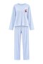 Blue-Multicolor Cotton Blend Striped Cherry Lycra Knitted Pajamas Set Thmaw27Pt00225