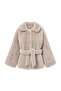 Ekru Suni Kürk Kuşaklı Oversize Midi Kaban TWOAW27KB00005 - 6
