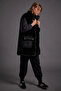 Faux Plush Garnished Coat Black - 3