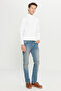 Men's Petrol Blue Slim Fit Slim Cut Cotton Stretch Rıss Jean Denim Trousers - 6
