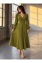 Pistachio Green Double Breasted Collared Gathered Dress 582804 - 3