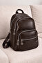 Women's Bitter Brown 4-Compartment Soft Leather Zippered Backpack – Adjustable Straps with Leather Detail