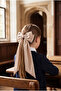 Long Bow Detailed Beige Hair Clip