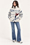 4981 Women's Mountain and Ski Silhouette Soft Textured Fleece Sweatshirt with Pockets - 5