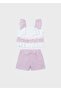 Girl's 2-Piece Striped and Ruffle Shorts Set Pink
