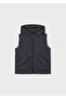 Boy's Double-Sided Hooded Padded Vest Black - 2