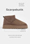 Women's Dark Beige Suede Fur Lined Thick Sole Women's Boots - 2
