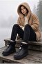 Children's and Women's Intense Fur Waterproof Figured Short Boots-Black