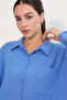 20153 Single Pocket Oversize Linen Shirt - Cobalt Blue - 5