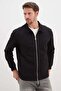 Zippered Polo Collar Diving Fabric Jacket - 2