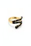 Gold Color Steel Snake Ring with Black Zircon Stone Women's Ring