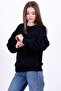 Black Oversized Crew Neck Women's Knitwear Sweater - 3