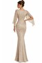 V-Neck Angel Sleeve Pulpayet Evening Dress - 3