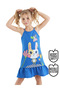 Checkered Rabbit Girl's Blue Suspender Summer Dress