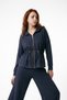 Women's Hooded Striped Modal Fabric Sports Top and Bottom Sweatshirt Tracksuit Set Navy Blue - 5