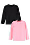 Girl's Cotton Black-Pink Long Sleeve 2-Pack T-Shirt 3-8 Years - 3