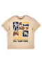 Boy's Summer Set Printed 100% Cotton T-Shirt Striped Woven Shorts Summer Set - 6