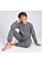 Young Men's Cotton Collar Buttoned Pocketed Gift Dark Gray Color Bottom Top Pajama Set Al007 V2 Bb243