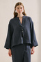 Muslin Wide Sleeve Blouse Indigo - 2