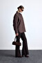 Pi̇le detail o Oversized shirt brown - 7
