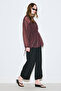 Gathered Tie-Up Blouse Burgundy - 6
